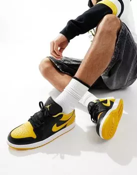 Кроссовки Jordan Air Jordan 1 Low (желтый и черный)