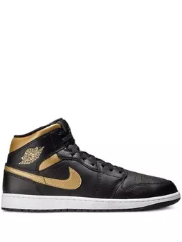 Кроссовки Jordan Air Jordan 1 Mid "Черный/Белый/Металлик Золотой", черный
