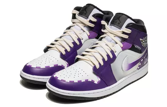 Кроссовки Jordan AJ1 Vintage Basketball Shoes Men Mid-top Purple/white, фиолетовый