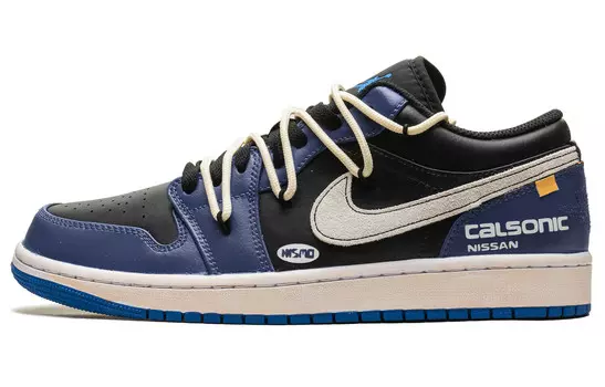 Кроссовки Jordan AJ1 Vintage Basketball Shoes Men Low-top Blue/beige, синий