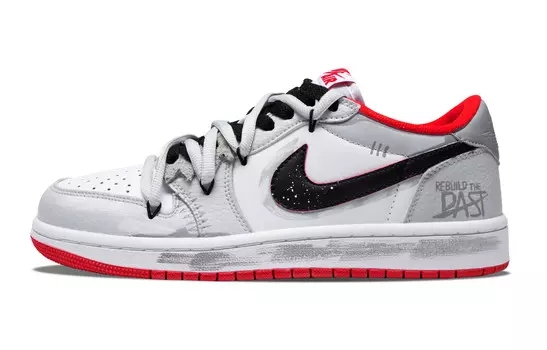 Кроссовки Jordan AJ1 Vintage Basketball Shoes Unisex Low-top Gray/Red, светло-серый