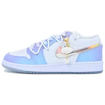 Кроссовки Jordan AJ1 Vintage Basketball Shoes Women's Low-top Blue-white-violet, синий