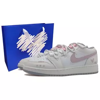 Кроссовки Jordan AJ1 Vintage Basketball Shoes Women's Low-top Pink/cyan/white, розовый