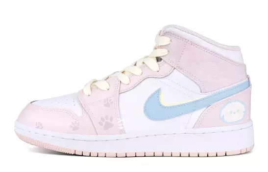 Кроссовки Jordan AJ1 Vintage Basketball Shoes Women's Mid-top Blue, розовый