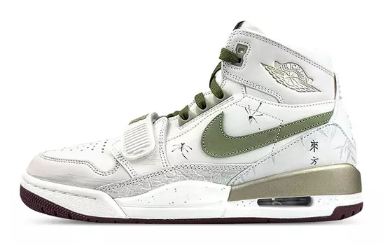 Кроссовки Jordan Legacy 312 Vintage Basketball Shoes Men High-top Green, белый