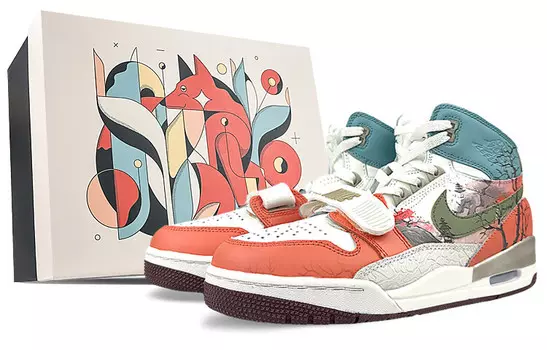 Кроссовки Jordan Legacy 312 Vintage Basketball Shoes Men High-top Orange, белый
