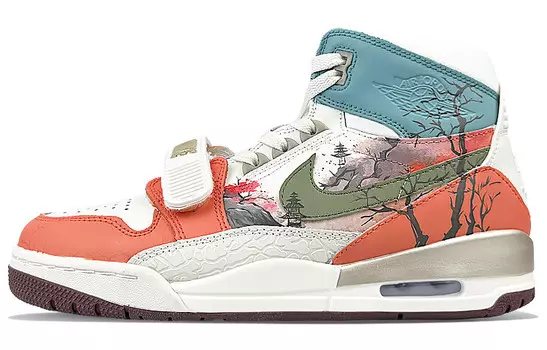 Кроссовки Jordan Legacy 312 Vintage Basketball Shoes Men High-top Orange, белый