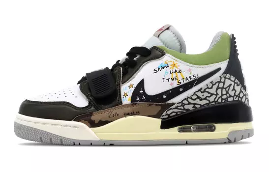 Кроссовки Jordan Legacy 312 Vintage Basketball Shoes Women's Low-top Cloud White/Core Black/Green Spark, черный/зеленый