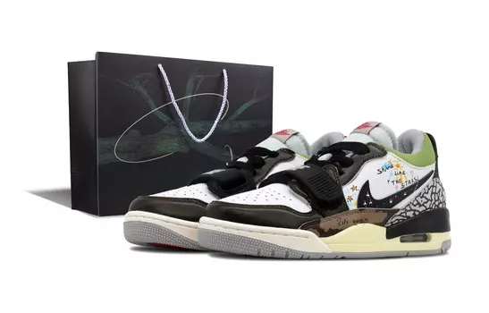 Кроссовки Jordan Legacy 312 Vintage Basketball Shoes Women's Low-top Black/white, черный/зеленый