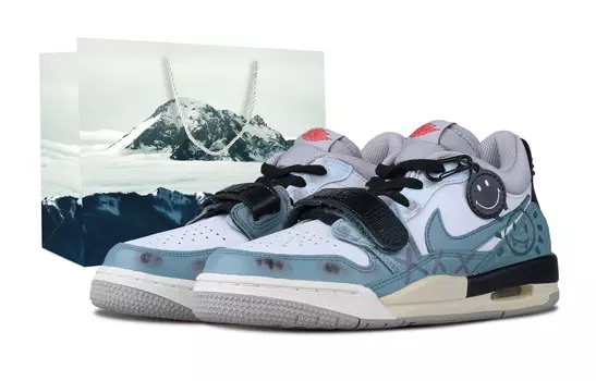 Кроссовки Jordan Legacy 312 Vintage Basketball Shoes Women's Low-top Gray, синий