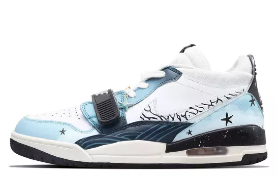 Кроссовки Jordan Legacy 312 Vintage Basketball Shoes Men Low-top White, синий