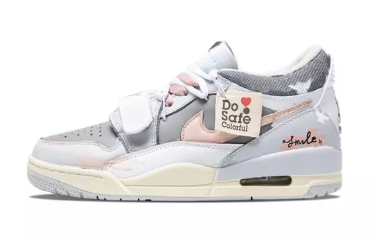 Кроссовки Jordan Legacy 312 Vintage Basketball Shoes Women's Low-top Pink/White/Grey, светло-серый