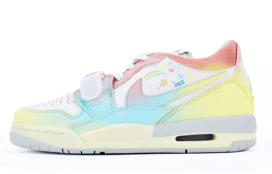 Кроссовки Jordan Legacy 312 Vintage Basketball Shoes Women's Low-top White/Yellow/Blue/Pink, голубой