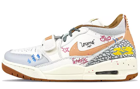 Кроссовки Jordan Legacy 312 Vintage Basketball Shoes Men Low-top Gray/Orange, белый
