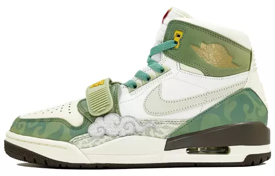 Кроссовки Jordan Legacy 312 Vintage Basketball Shoes Women's High-top White/green, оливковый