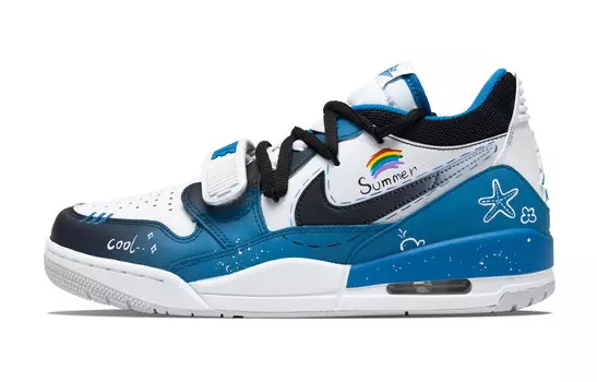 Кроссовки Jordan Legacy 312 Vintage Basketball Shoes Men Low-top Black, синий