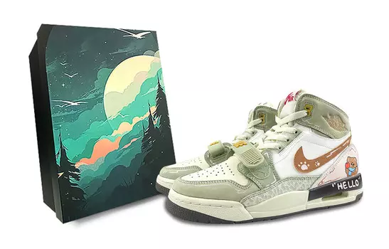 Кроссовки Jordan Legacy 312 Vintage Basketball Shoes Women's High-top White/Brown, зеленый/коричневый/бежевый