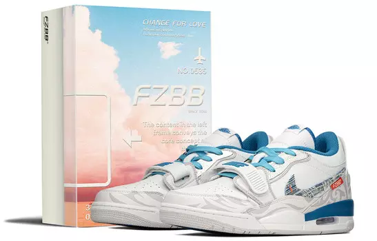 Кроссовки Jordan Legacy 312 Vintage Basketball Shoes Men Low-top White/blue, синий/белый