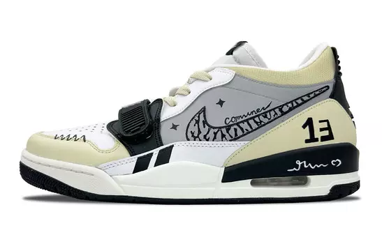 Кроссовки Jordan Legacy 312 Vintage Basketball Shoes Men Mid-top White, Yellow, Gray, белый/желтый/серый