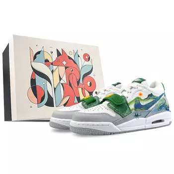 Кроссовки Jordan Legacy 312 Vintage Basketball Shoes Women's Low-top Green, белый/серый/зеленый