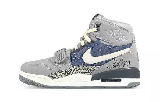 Кроссовки Jordan Legacy 312 Vintage Basketball Shoes Men High-top Grey/white/blue, серый