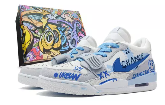 Кроссовки Jordan Legacy 312 Vintage Basketball Shoes Men Low-top White/Blue/Gray, белый/синий/серый