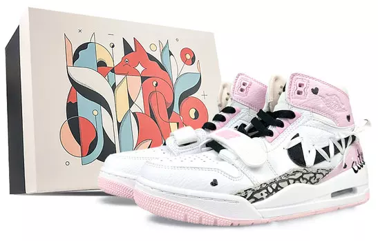 Кроссовки Jordan Legacy 312 Vintage Basketball Shoes Women's High-top Pink, белый