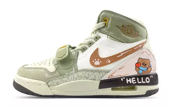Кроссовки Jordan Legacy 312 Vintage Basketball Shoes Women's High-top White/Brown, зеленый/коричневый/бежевый