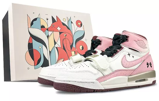Кроссовки Jordan Legacy 312 Vintage Basketball Shoes Women's High-top Pink, белый