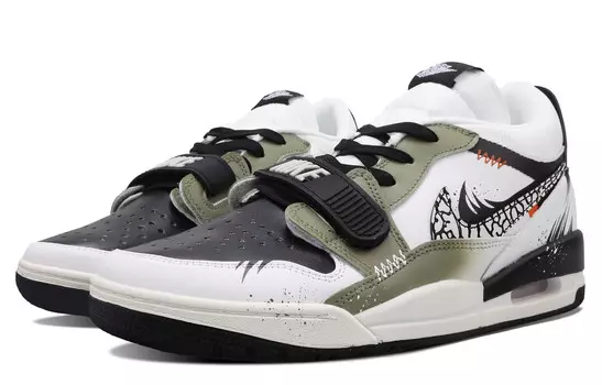 Кроссовки Jordan Legacy 312 Vintage Basketball Shoes Men Low-top Green, белый