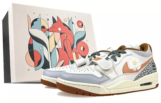 Кроссовки Jordan Legacy 312 Vintage Basketball Shoes Men Low-top Orange, белый