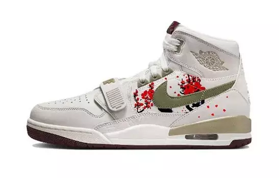 Кроссовки Jordan Legacy 312 Vintage Basketball Shoes Men High-top Grey/Green/White, светло-серый