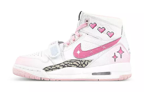 Кроссовки Jordan Legacy 312 Vintage Basketball Shoes Women's High-top Pink, белый