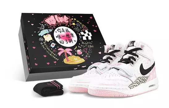 Кроссовки Jordan Legacy 312 Vintage Basketball Shoes Women's High-top Pink/Black, белый
