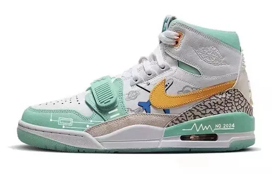 Кроссовки Jordan Legacy 312 Vintage Basketball Shoes Men High-top Green/White, зеленый