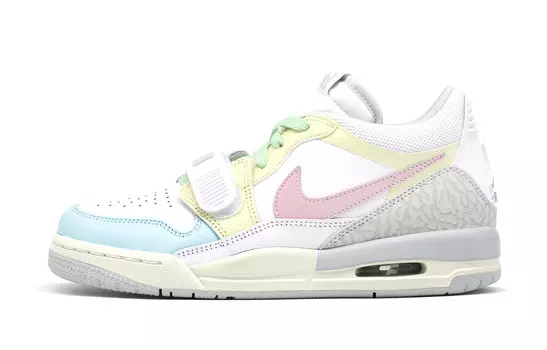 Кроссовки Jordan Legacy 312 Vintage Basketball Shoes Women's Low-top White/Pink/Yellow, синий/белый/розовый