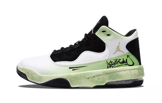 Кроссовки Jordan Max Aura 2 Vintage Basketball Shoes Men Mid-top Black/White/Green, зеленый