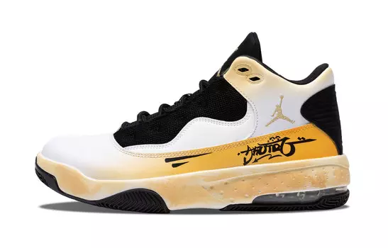 Кроссовки Jordan Max Aura 2 Vintage Basketball Shoes Men Mid-top Black/White/Orange, черный/белый/оранжевый
