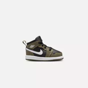 Кроссовки Jordan TD Air Jordan 1 Mid, цвет Black/White/Medium Olive