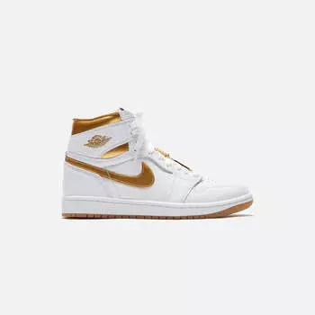 Кроссовки Jordan WMNS Air Jordan 1 High OG, цвет White/Metallic Gold/Gum Light Brown