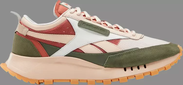 Кроссовки kakao x classic leather legacy 'soft ecru hunter green' Reebok, коричневый