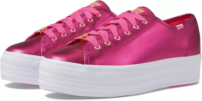 Кроссовки Keds X Barbie Triple Up Lace-Up, цвет Pink Metallic Leather