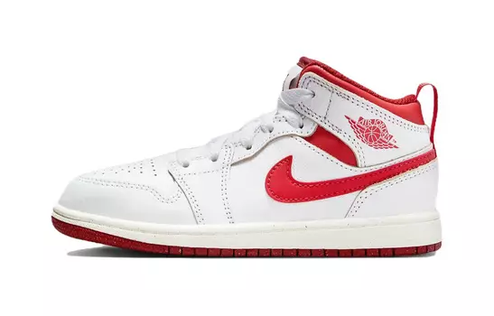 Кроссовки Kids Air 1 Mid SE "White/Lobster/Dune Red/Sail/Vachetta Tan" Jordan, белый/красный