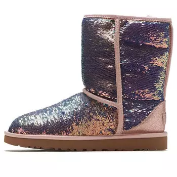Кроссовки классические короткие космические пайетки золото Ugg, розовый