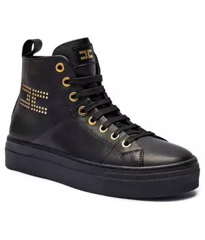 Кроссовки кожаные Elisabetta Franchi, черный