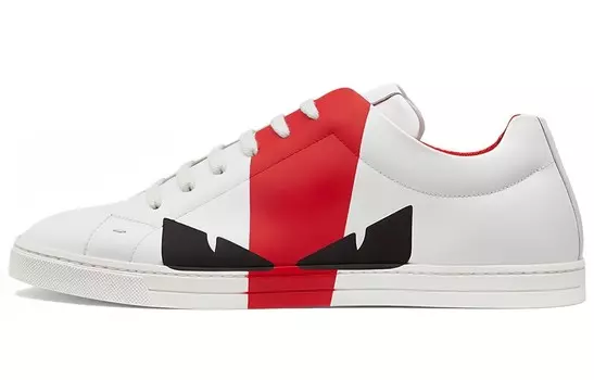 Кроссовки кожаные Fendi Bug Eyes, белый / красный
