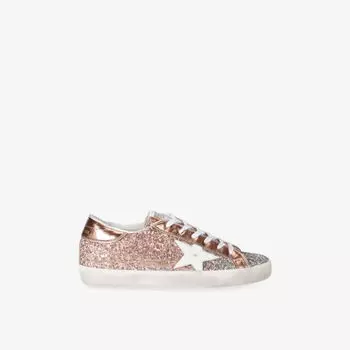 Кроссовки кожаные Golden Goose Super-Star с низким верхом, серебряный