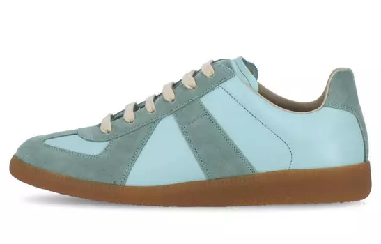 Кроссовки кожаные Maison Margiela Replica, голубой / зеленый