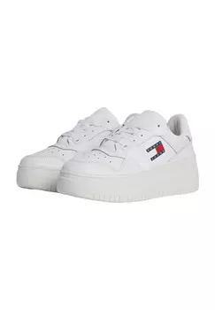 Кроссовки кожаные с эмблемой женские TOMMY Jeans, белый