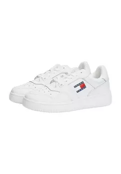 Кроссовки, кожаные, с логотипом, женские TOMMY Jeans, белый